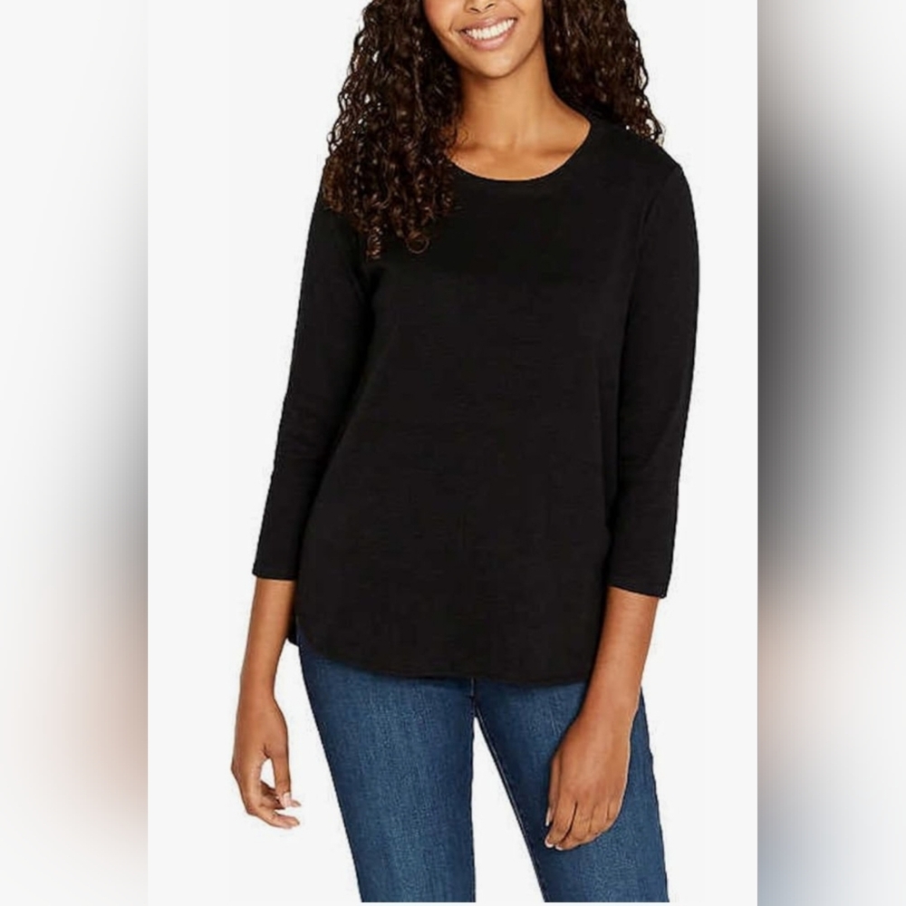 Kirkland Signature Women's 3/4 Sleeve 100% Cotton Slub Tee Shirt Women's XL NWOT
